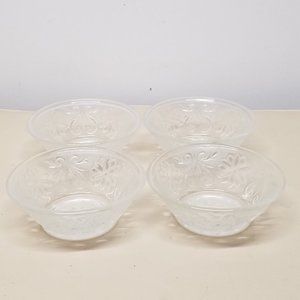 Depression Sandwich Clear Glass Set of Four Small Dessert Bowls by Indiana Glass